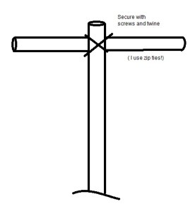 Wood poles and twine or zip ties and a screw to secure.